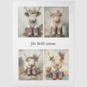 Papier Mousseline Decoupage Caprices Veau Highland Cowboy 