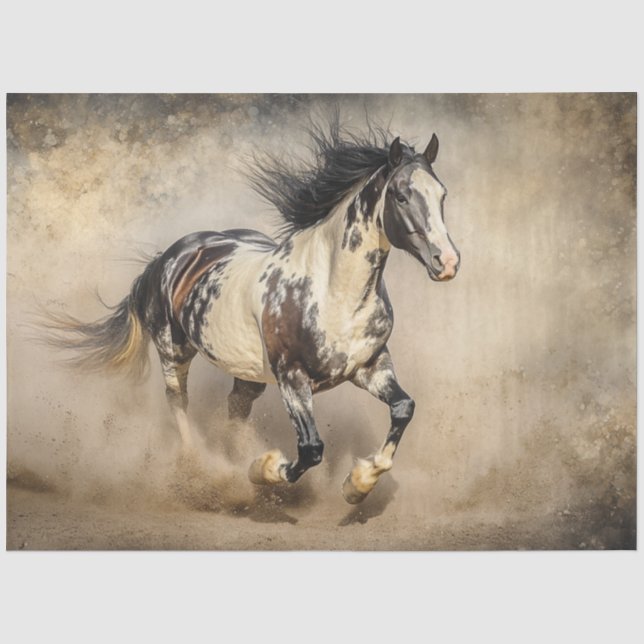 Papier Mousseline Découpage Captivant Paint Horse Running Dusty (Recto)
