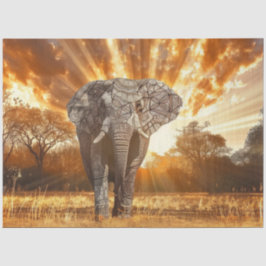 Papier Mousseline Decoupage Captivating Elephant Sunset 