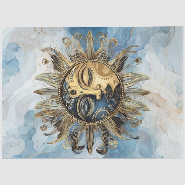 Papier Mousseline Découpage Céleste Croissant Bleu Doux Lune (Recto)