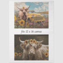 Decoupage Charme Rustique Highland & Camion Vintag