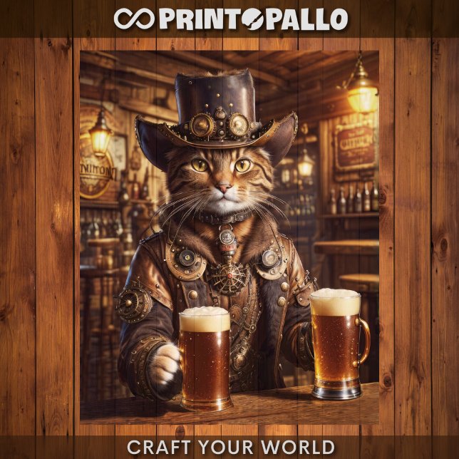 Papier Mousseline Découpage - Chat de cow-boy Steampunk - (Créateur téléchargé)