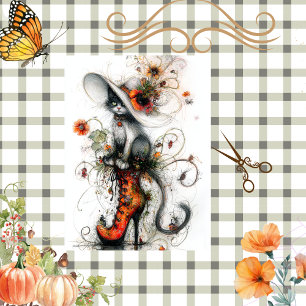 Papier Mousseline Découpage Chat Whimsical à Stiletto Fall