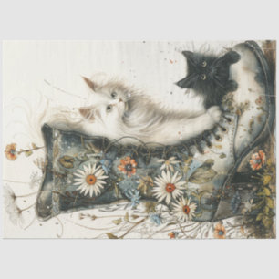 Papier Mousseline Découpage Chats Whimsical & Fleurs De Démarrage Vi