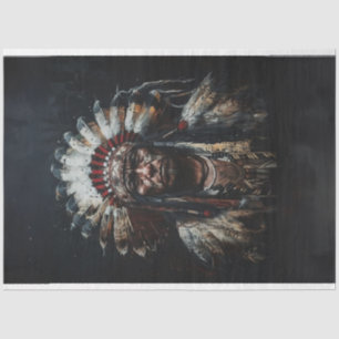 Papier Mousseline Découpage Chef Plumes blanches Américain Indien