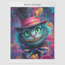 Decoupage Cheshire Cat Fits 16x20 Canvas