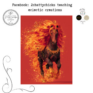 Papier Mousseline Découpage Cheval de Feu Chinois Radieux Féroce 