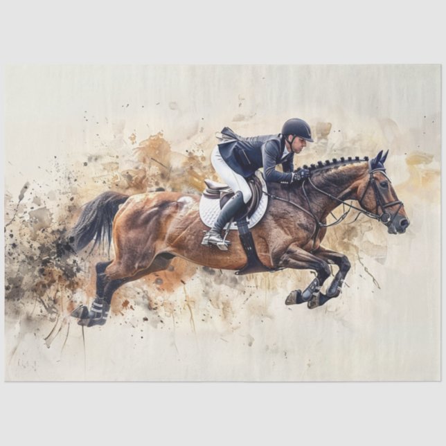 Papier Mousseline Découpage Cheval équestre saut (Recto)