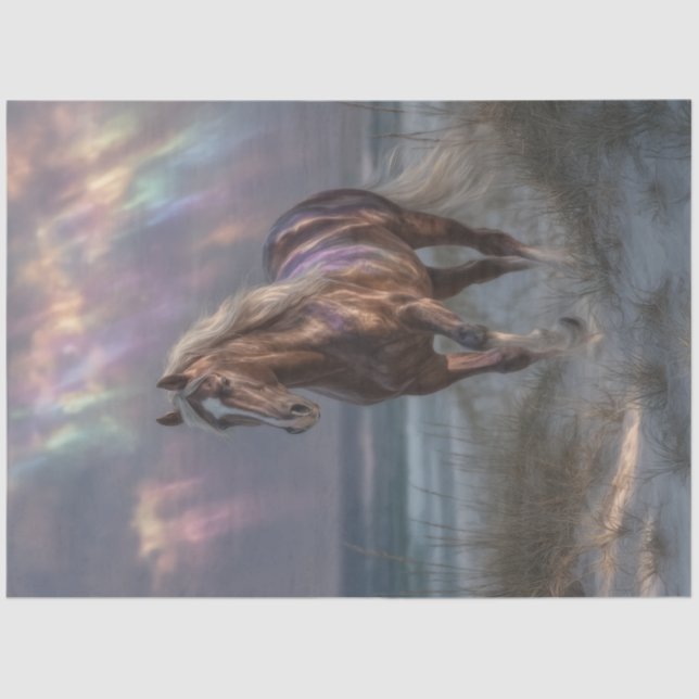 Papier Mousseline Découpage Cheval Iridescente Nuages Beauté mystiqu (Recto)