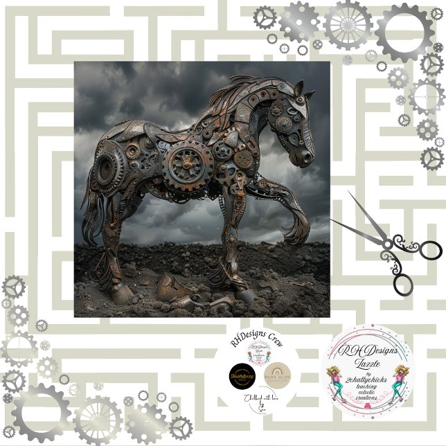 Papier Mousseline Découpage Cheval Steampunk Ironhode (Créateur téléchargé)