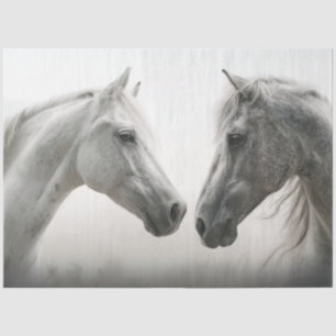 Papier Mousseline Découpage Chevaux blancs Visage à visage