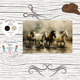 Papier Mousseline Découpage Chevaux Sauvages Impressionnistes en Cou