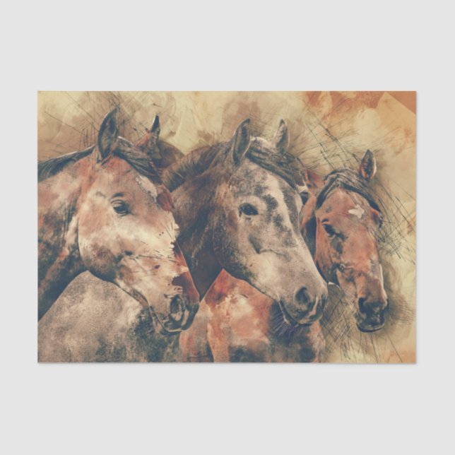 Papier Mousseline Découpage Chevaux Thoroughbred (Recto)