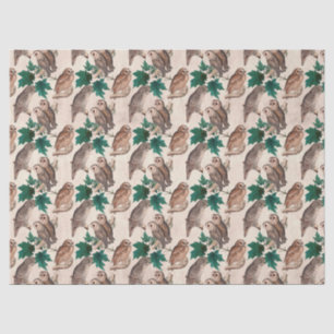 Papier Mousseline Découpage Chouettes et Feuilles