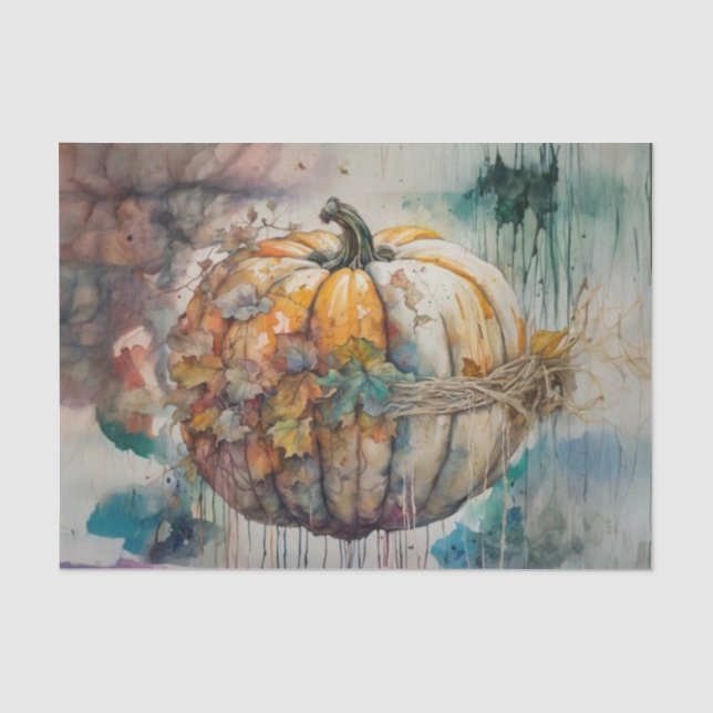 Papier Mousseline Découpage Citrouille d'aquarelle de automne classi (Recto)