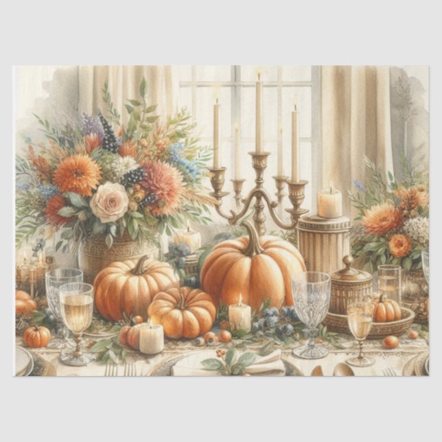 Papier Mousseline Découpage Citrouilles de récolte d'automne (Recto)