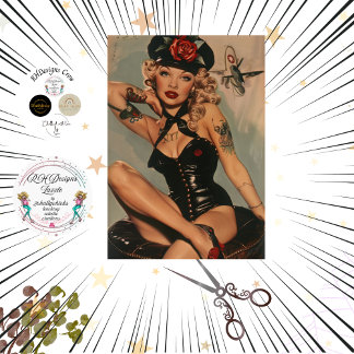 Papier Mousseline Découpage Classic Poster Pin Up Girl 2ÈME GUERRE M