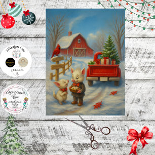 Papier Mousseline Découpage Cochons de Noël Fantaisistes Cadeaux de 