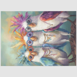 Papier Mousseline Découpage Cockatoos Whimsical Vibrant de couleur