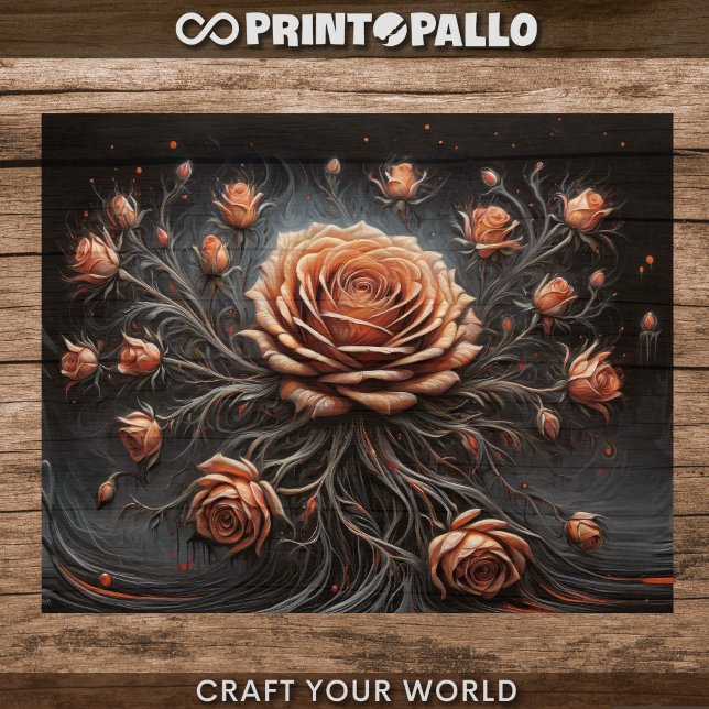 Papier Mousseline Decoupage - Constellation de roses -  (Créateur téléchargé)