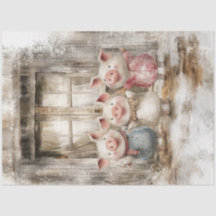 Découpage Conte de fées Petits cochons en baleine