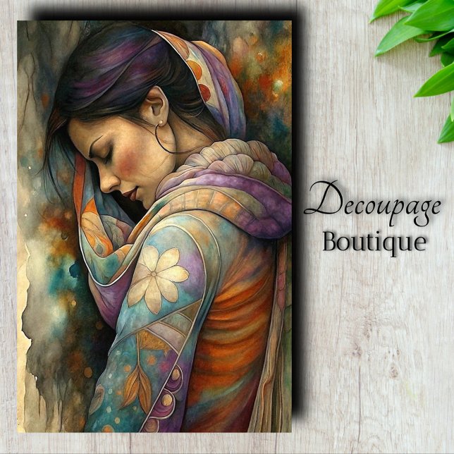 Papier Mousseline Découpage Contemplation Sacrée (Sacred Contemplation Decoupage Tissue Paper)