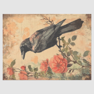 Papier Mousseline Découpage corbeau et Rose