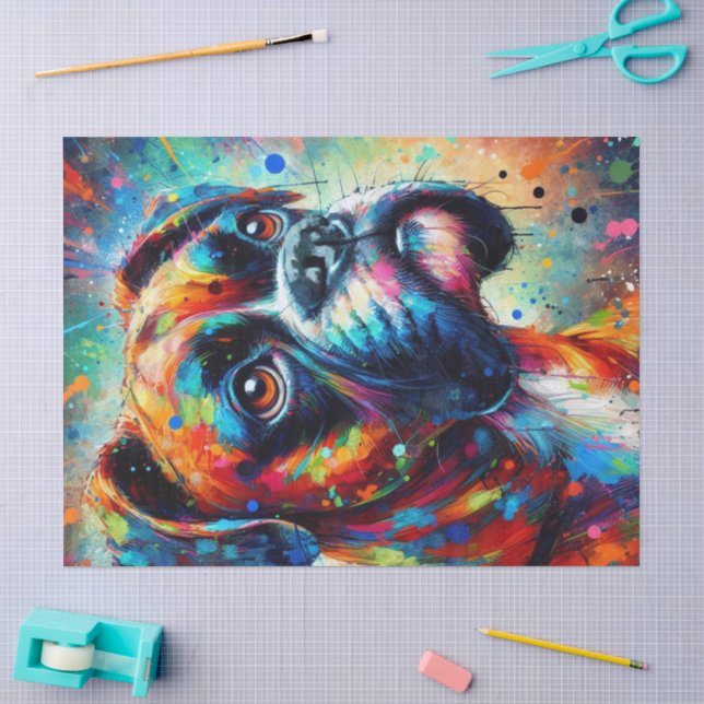 Papier Mousseline Découpage couleur Pop Art Boxer Chien (Artisanat)