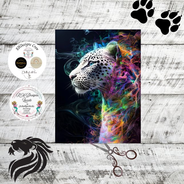 Papier Mousseline Découpage couleur vive brillante léopard de lunett (Créateur téléchargé)