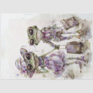 Papier Mousseline Découpage Couple de grenouille Lilac Whimsical Voy