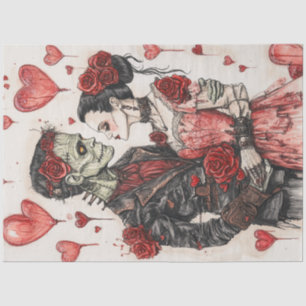 Papier Mousseline Découpage Couple de squelette célébrant Valentine
