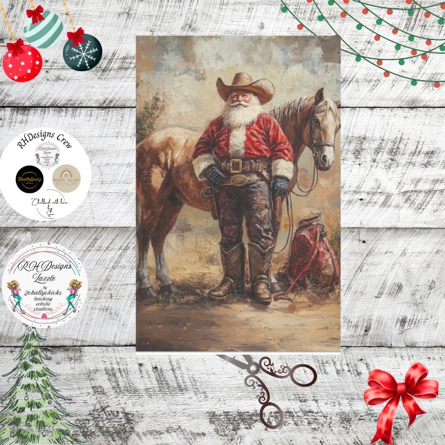 Papier Mousseline Découpage Cowboy Père Noël Et Sac Cadeau (Créateur téléchargé)