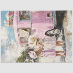 Papier Mousseline Découpage Crème de glace rose Camion Filles Lil