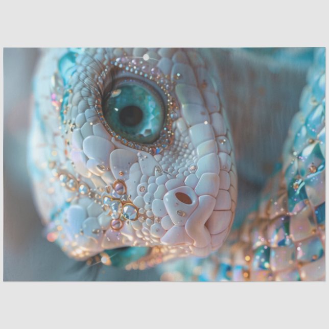 Papier Mousseline Découpage Cristal & Bijoux Adoré Serpent Turquoise (Recto)