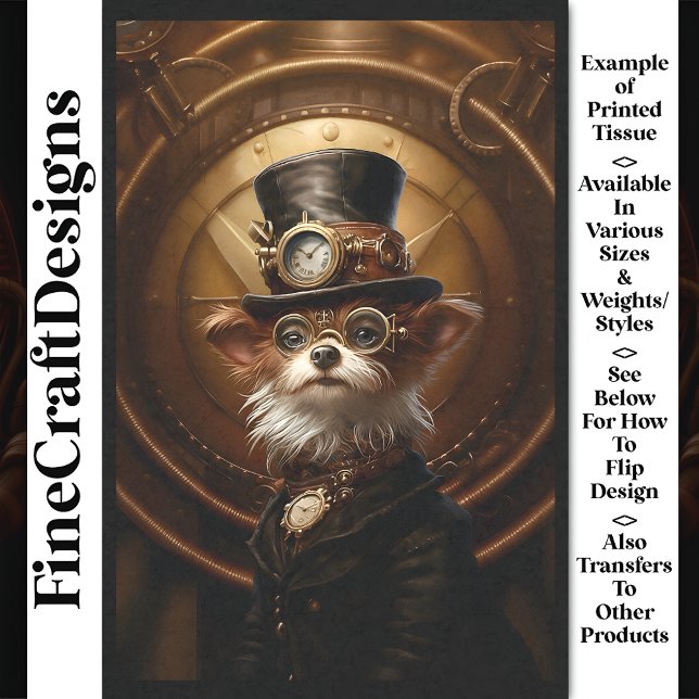 Papier Mousseline Découpage Cute Steampunk Chien Casquette Goggles L (Créateur téléchargé)