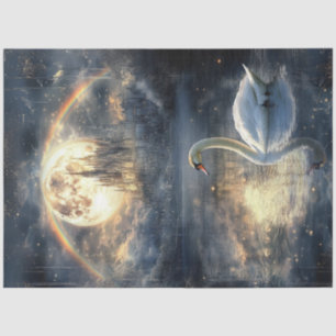 Papier Mousseline Découpage Cygne magique Dramatique Ciel Lune