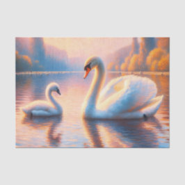 Papier Mousseline Découpage Cygnet et cygne