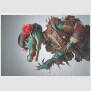 Papier Mousseline Découpage d'alligator stylé à échelle Turquoise vi