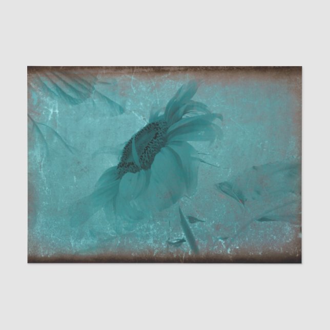 Papier Mousseline Découpage d'antiquités Turquoise Sunflower Blue (Recto)