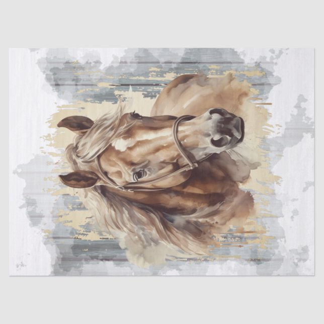 Papier Mousseline Découpage d'aquarelle Chestnut Horse (Recto)