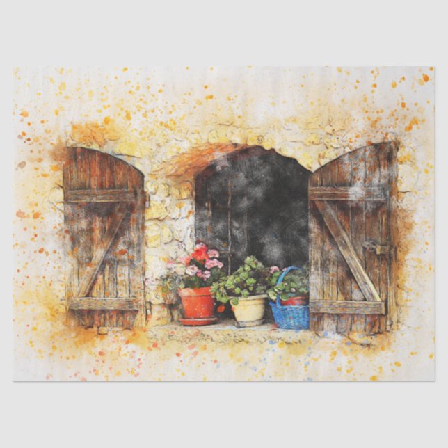 Papier Mousseline Découpage d'aquarelle plante (Recto)