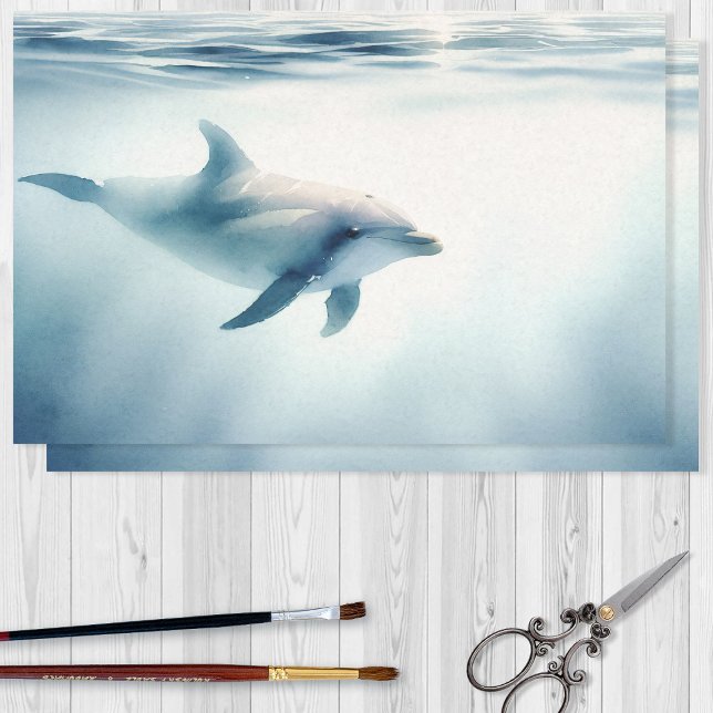 Papier Mousseline Découpage Dauphin d'aquarelle (Créateur téléchargé)