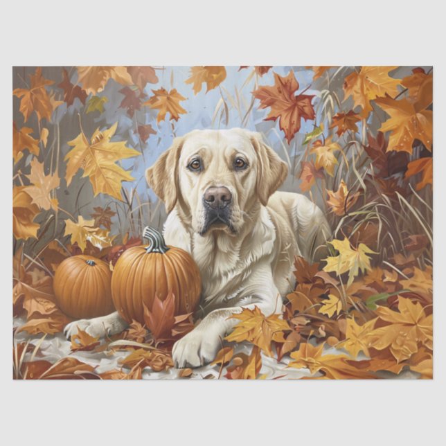 Papier Mousseline Découpage d'automne du récupérateur du Labrador ja (Recto)