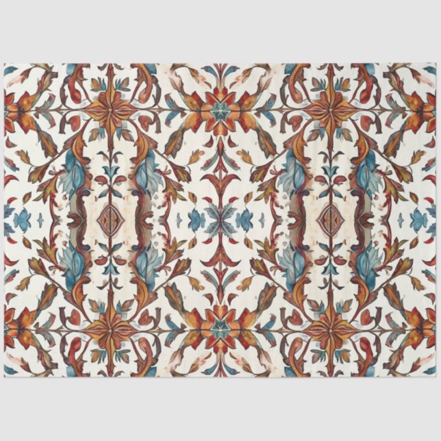 Papier Mousseline Découpage de automne bleu et rustique (Recto)