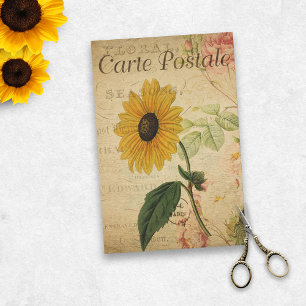 Papier Mousseline Découpage de carte postale Vintage Sunflower Ephem
