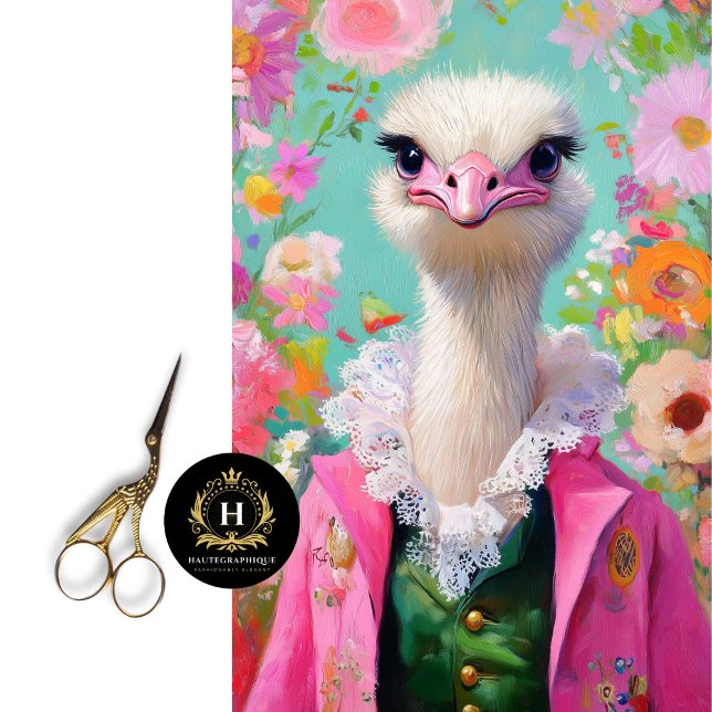 Papier Mousseline Découpage de charme rose et vert d'autruche (Créateur téléchargé)