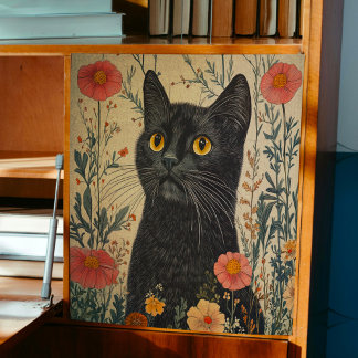 Papier Mousseline Découpage de chat noir lunatique