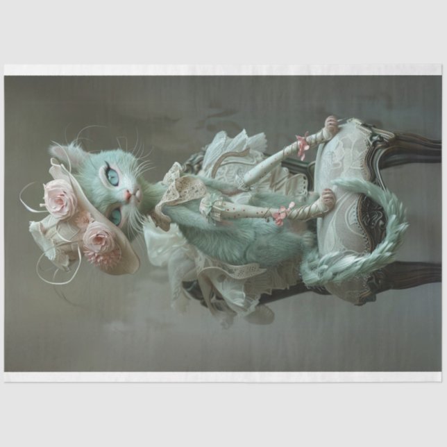 Papier Mousseline Découpage de chat Whimsical français (Recto)