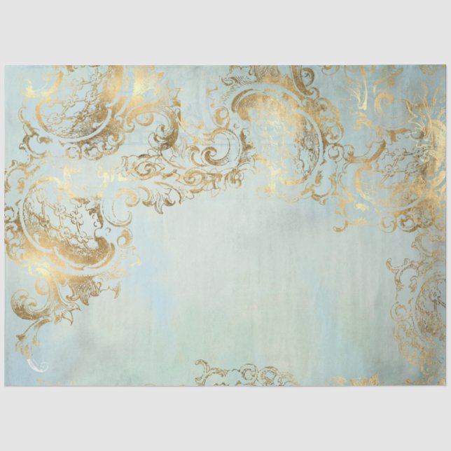 Papier Mousseline Découpage de coordonnées bleues peacock Gold de ga (Recto)
