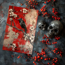 Decoupage de corbeau gothique floral vintage 